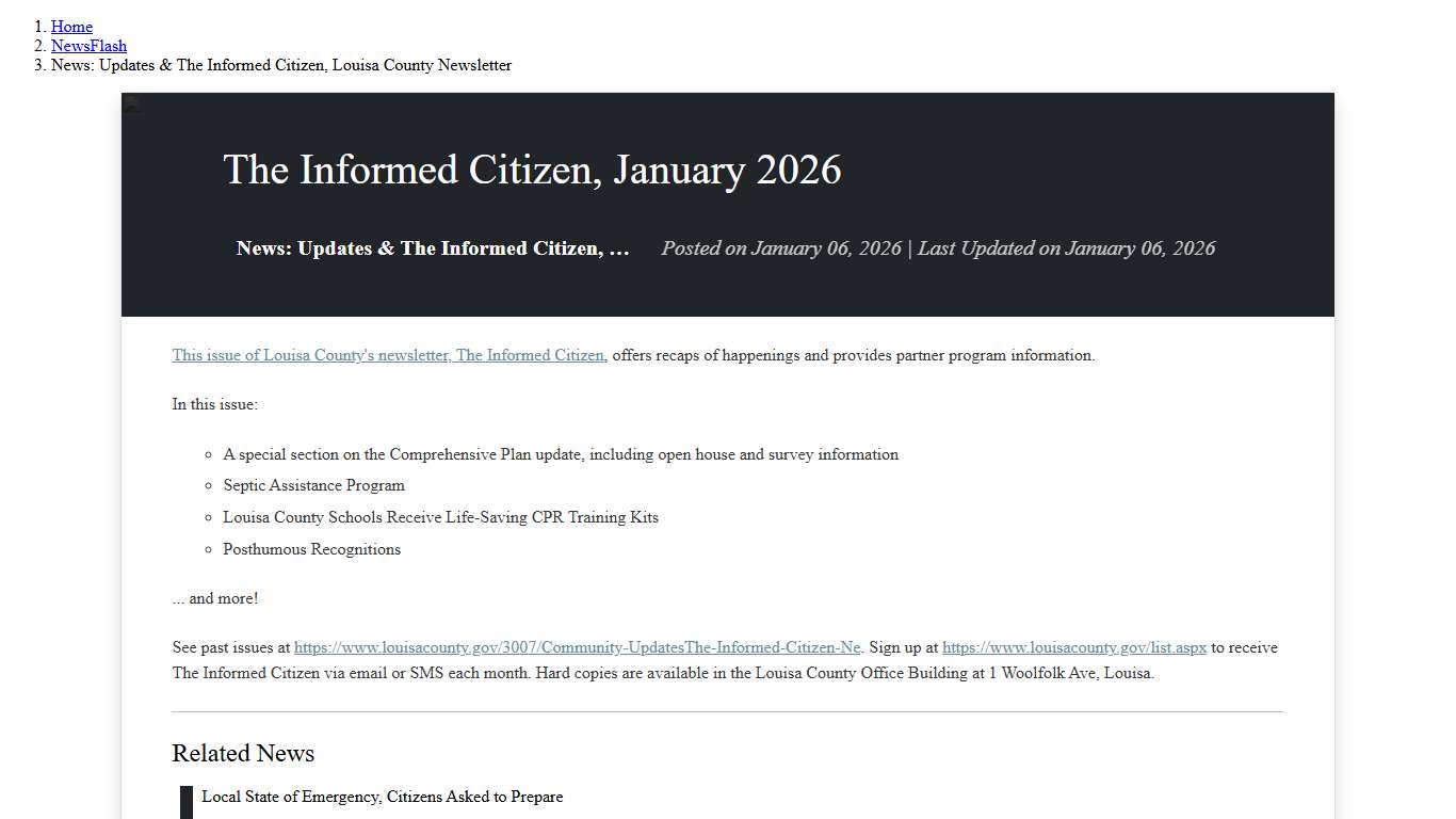 The Informed Citizen, January 2026 • Louisa County, VA