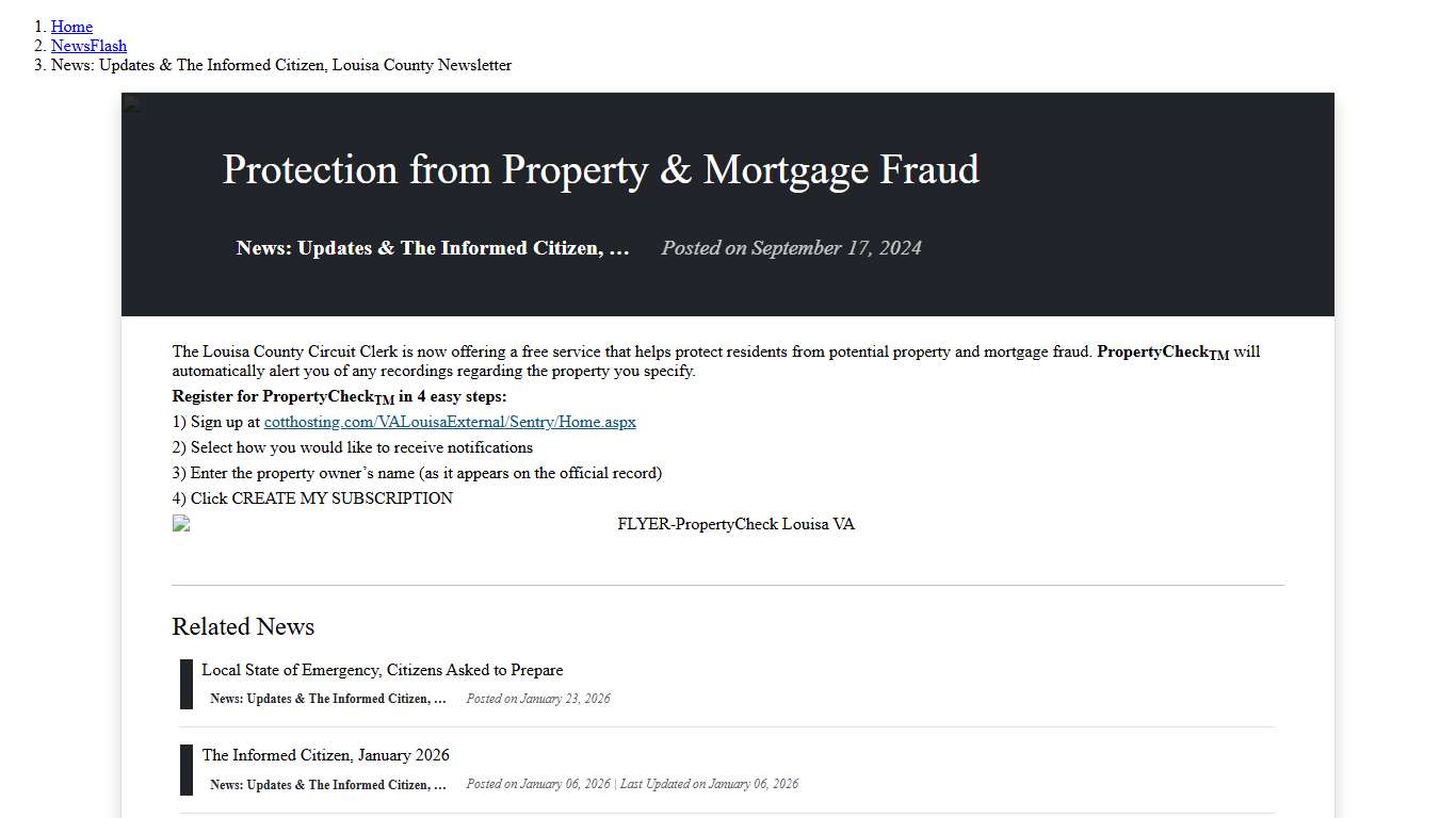 Protection from Property & Mortgage Fraud • Louisa County, VA