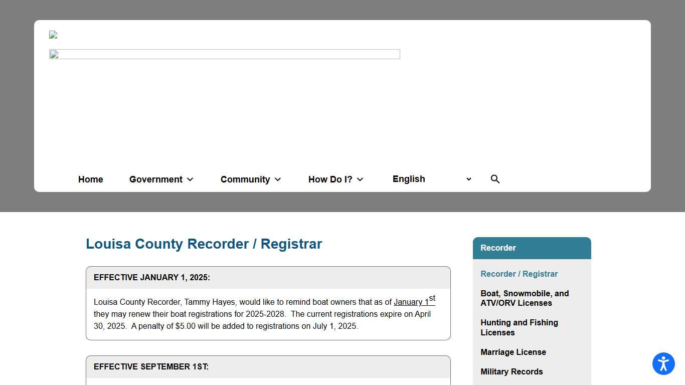 Louisa County Recorder / Registrar : Louisa County, Iowa